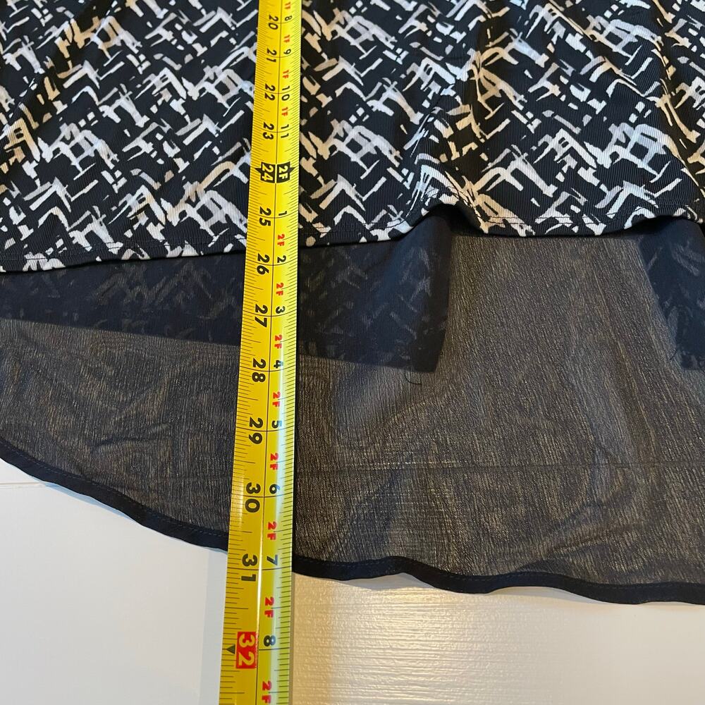 Coldwater Creek Tunic Top Split Back Sz L Geometric Print Black Gray Stretch - Picture 10 of 10